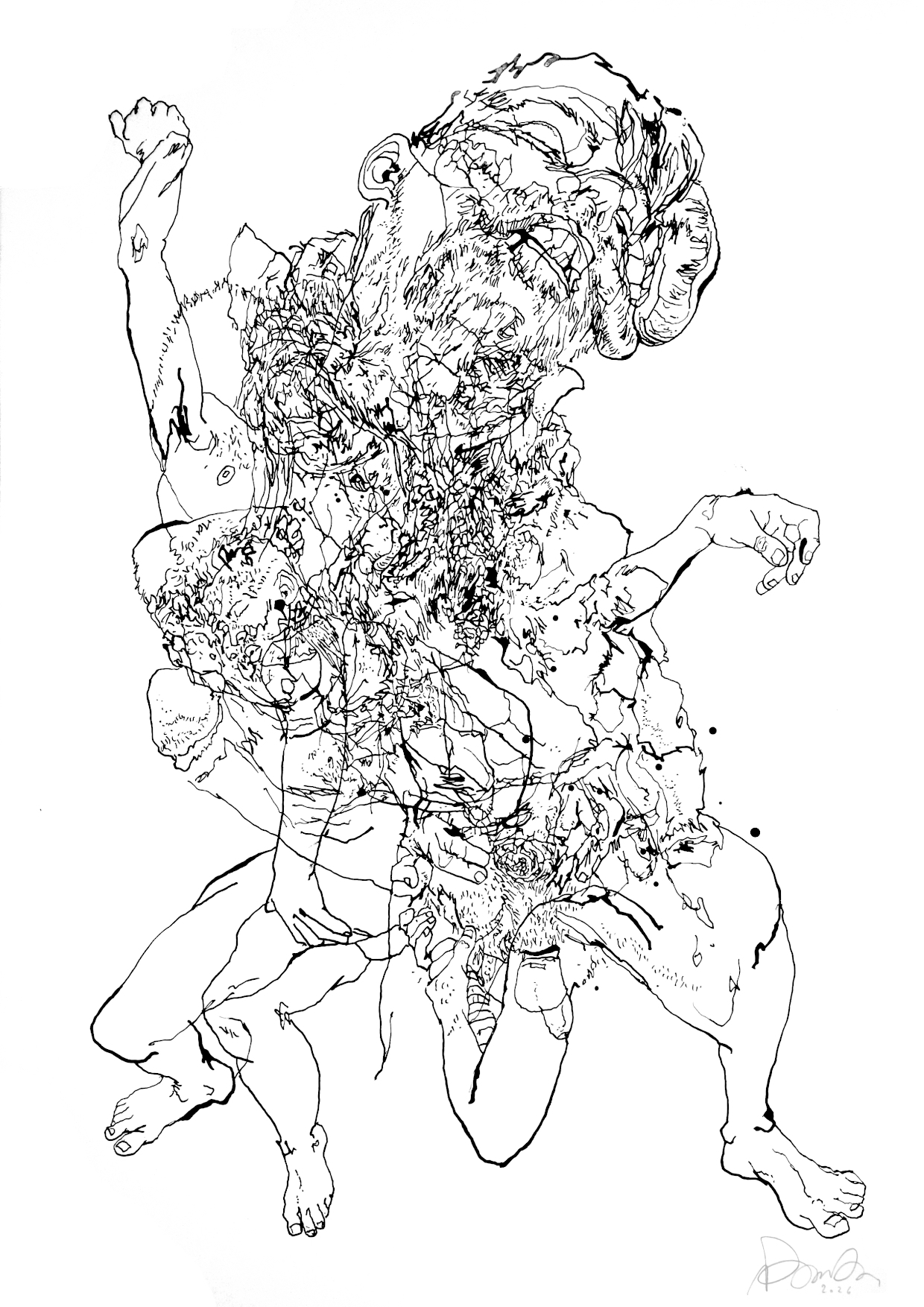 On Diagnosis, ink on paper, drawing, artist, Paul Coombs, gay, queer, lgbtqiplus, art