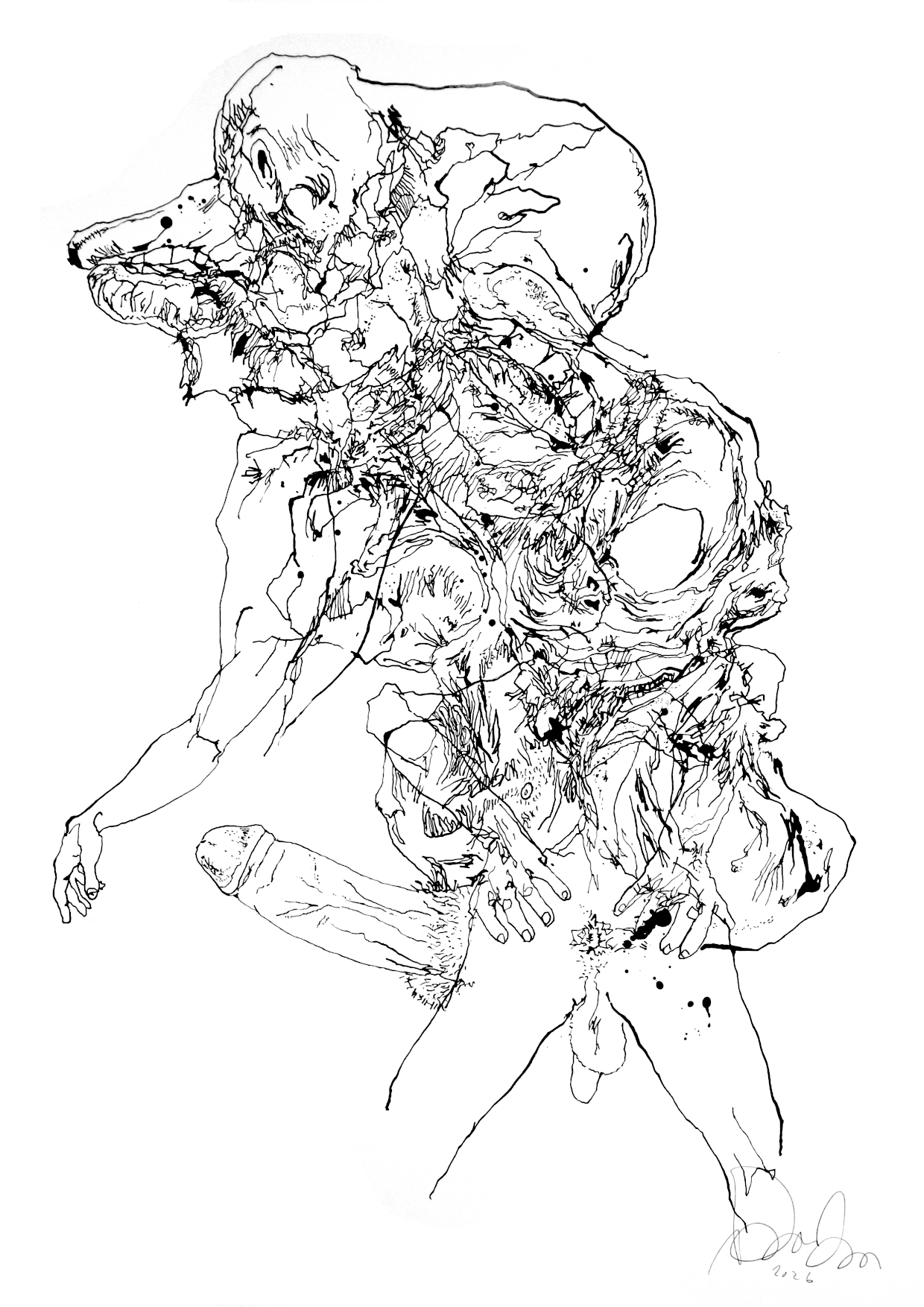 On Diagnosis, ink on paper, drawing, artist, Paul Coombs, gay, queer, lgbtqiplus, art