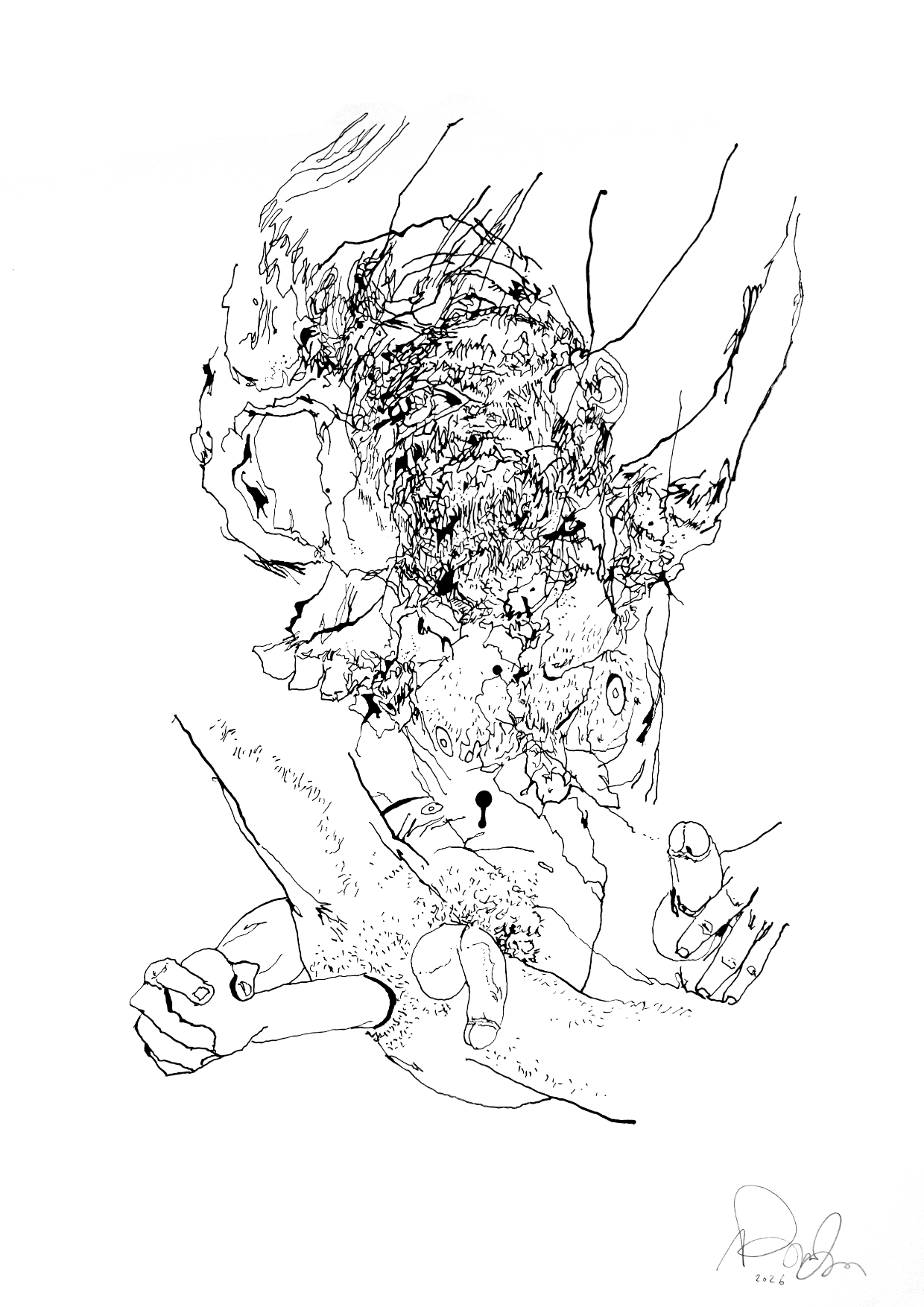 On Diagnosis, ink on paper, drawing, artist, Paul Coombs, gay, queer, lgbtqiplus, art