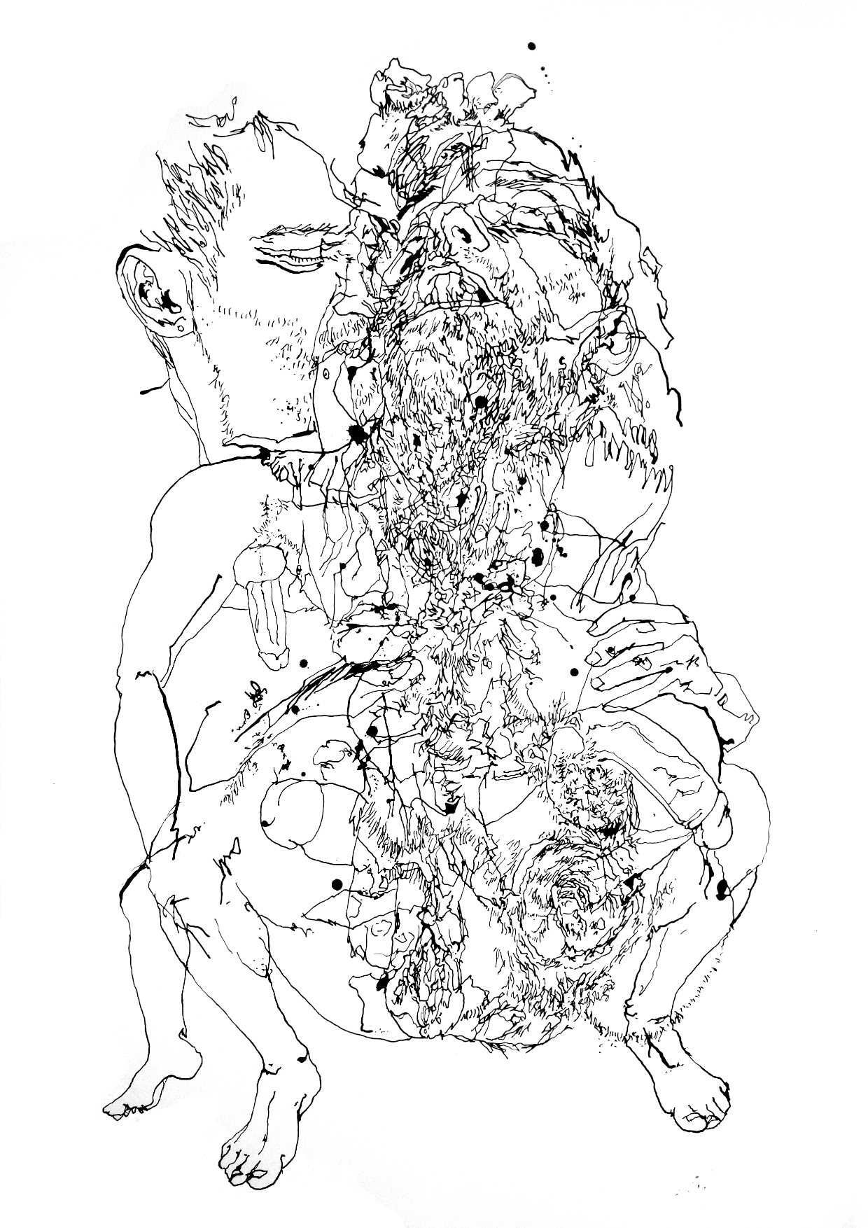 On Diagnosis, ink on paper, drawing, artist, Paul Coombs, gay, queer, lgbtqiplus, art