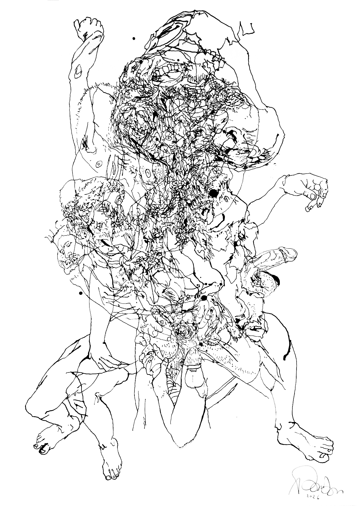 On Diagnosis, ink on paper, drawing, artist, Paul Coombs, gay, queer, lgbtqiplus, art
