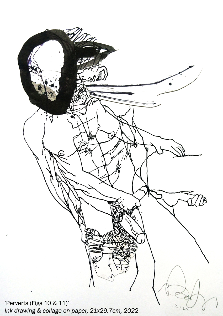 Perverts, Figures 10 & 11, artist, Paul Coombs, gay, queer, lgbtqiplus, drawing, collage, art