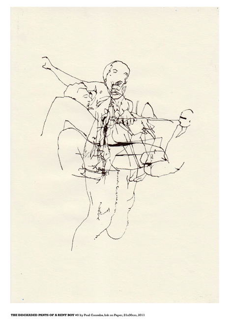The Discarded Pants Of A Rent Boy #9 Ink on Paper 2011 by artist Paul Coombs